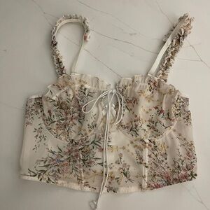 Floral Cream Women's Top,L